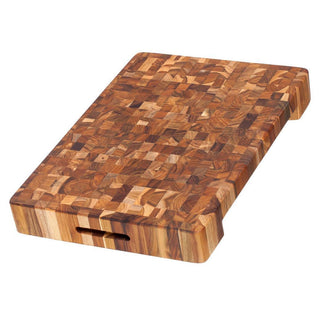 Teakhaus End Grain Cutting Board with Hand Grip and Bowl Cut-out, 20″ x 14″ x 2.5″ - Discover Gourmet