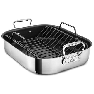 All-Clad Large Nonstick Roasting Pan with Rack, 16″ x 13″ - Discover Gourmet