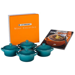 Le+Creuset+Set+of+4+Cocottes+w%2F+Mini-Cocotte+Cookbook+-+Discover+Gourmet