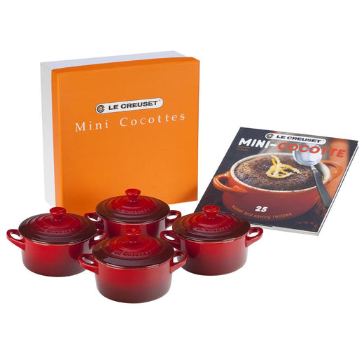 Le Creuset Set of 4 Cocottes w/ Mini-Cocotte Cookbook - Discover Gourmet