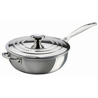 Le Creuset 3.5 qt. Stainless Steel Saucier Pan with Lid - Discover Gourmet