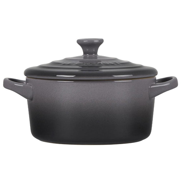 Agnelli Cast Iron Mini Round Cocotte with Lid, 0.38-Quart Matt Black