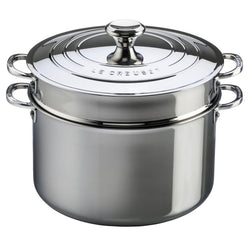 Le+Creuset+Stainless+Steel+9+qt.+Stockpot+with+Lid+%26+Deep+Colander+Insert+%2810%E2%80%B3%29+-+Discover+Gourmet