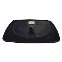 Staub+Cast+Iron+10.3%E2%80%B3+Square+Grill+Press+-+Matte+Black+%28Fits+12%E2%80%B3+Grill+Pan%29+-+Discover+Gourmet