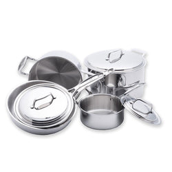 USA+PAN+-+8+Piece+5-ply+Stainless+Steel+Cookware+Set+-+Discover+Gourmet