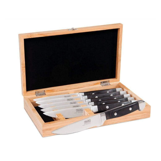 Viking Professional 6-Piece Steak Knife Set in Bamboo Box - Discover Gourmet
