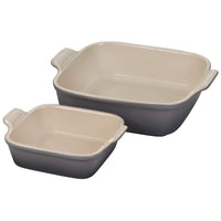 Le Creuset Stoneware Heritage Set of 2 Square Dishes - Oyster | Discover Gourmet
