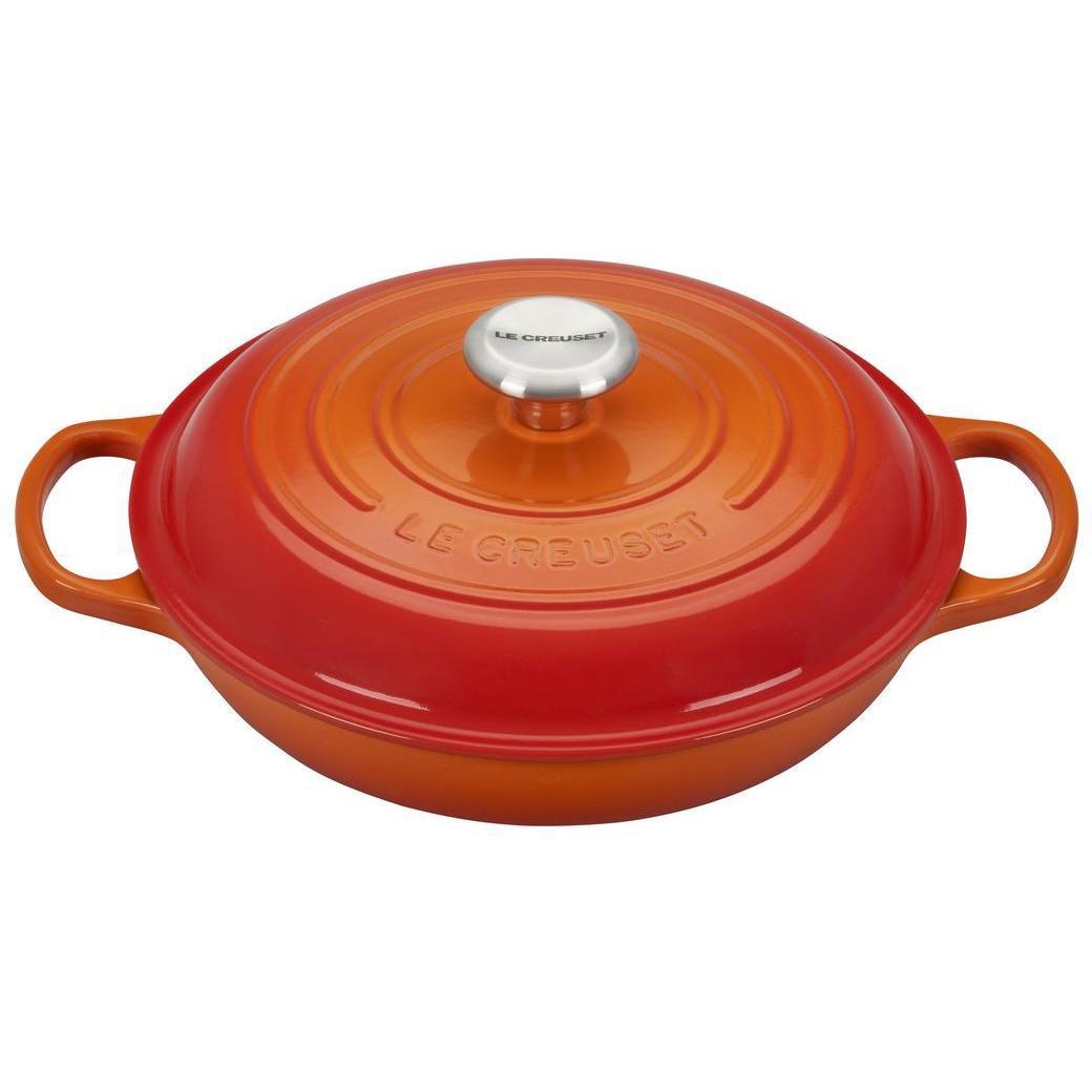 Le Creuset Enameled Cast Iron Signature Square Skillet Grill, 10.25, Flame