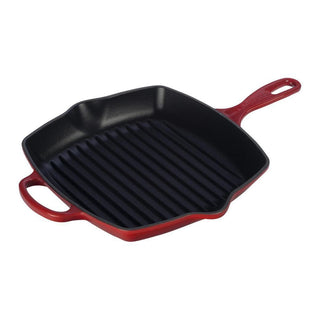 Le Creuset Enameled Cast Iron Signature 10.25'' Square Skillet Grill with Handle - Discover Gourmet