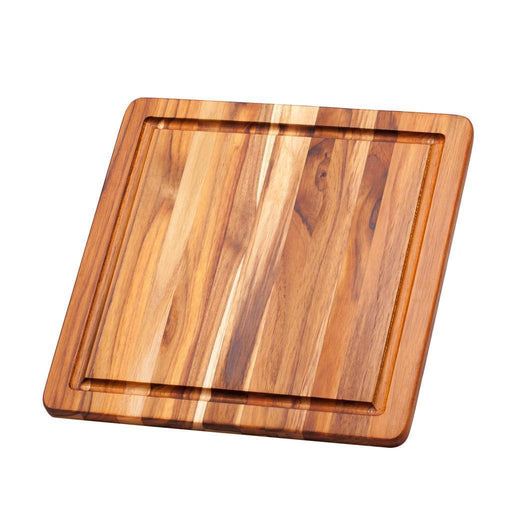 Teakhaus Edge Grain Essential Cutting and Serving Board with Juice Canal, 12″ x 12″ x 0.55″ - Discover Gourmet