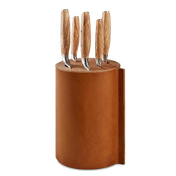 Wusthof+Amici+Villa+Six+Piece+Knife+Block+Set+with+Leather+Bound+Round+Block+-+Discover+Gourmet