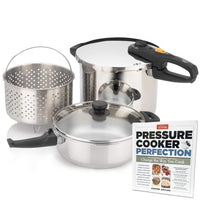 Zavor Duo 5-piece Combi Set (4 qt and 8 qt) with ' America's Test Kitchen' Zavor edition Pressure Cooker Perfection Cookbook