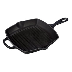 Le+Creuset+Enameled+Cast+Iron+Signature+10.25%27%27+Square+Skillet+Grill+with+Handle+-+Discover+Gourmet