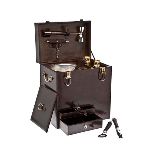 Ricci Argentieri Leather Bar Box with Tools