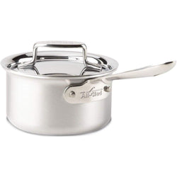 All-Clad+d5+Brushed+Stainless+Sauce+Pan+with+Lid+-+Discover+Gourmet