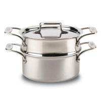 All-Clad d5 Brushed Stainless 3 qt Casserole Pan with Steamer - Discover Gourmet