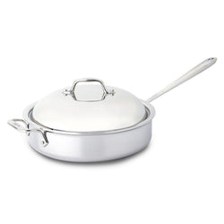 All-Clad+Stainless+4+qt+Saut%C3%A9+Pan+with+Domed+Lid+-+Discover+Gourmet