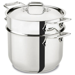 All-Clad+Stainless+Steel+6+Qt+Pasta+Pot+with+Insert+-+Discover+Gourmet