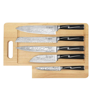 Ginsu Forged Marquee 5 Piece Prep Set with Cutting Board - Discover Gourmet
