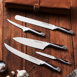 Gourmet Traditions 6 Piece Knife Set Commercial Series with Case Stainless  New