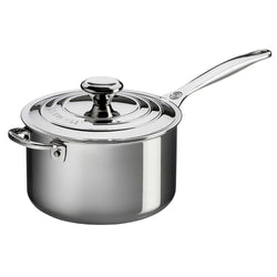 Le+Creuset+4+Qt.+Stainless+Steel+Saucepan+with+Lid+and+Helper+Handle+-+Discover+Gourmet