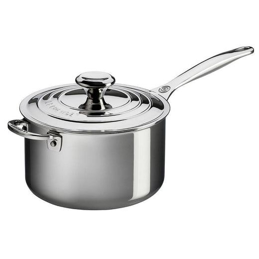 Le Creuset 4 Qt. Stainless Steel Saucepan with Lid and Helper Handle - Discover Gourmet
