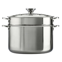 Le Creuset Stainless Steel 9 qt. Stockpot with Lid & Deep Colander Insert (10″) - Discover Gourmet