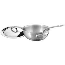 Mauviel+M%27Cook+Curved+Splayed+Saut%C3%A9+Pan+with+Lid+-+Discover+Gourmet