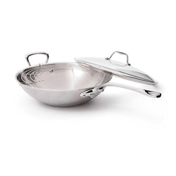 Mauviel+M%27Cook+Wok+with+Glass+Lid+and+Long+Handle+-+5qt+-+Discover+Gourmet