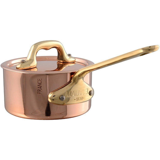 Mauviel M'Heritage Mini Copper Small Saucepan with Lid - 0.4qt - Discover Gourmet
