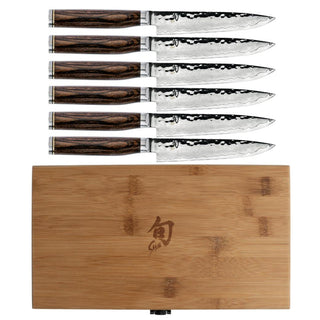 Shun Premier 6 Pc Steak Set: Six Steak Knives | bamboo boxed set - Discover Gourmet
