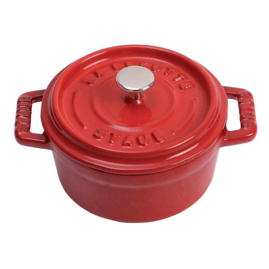 Staub Cast Iron 4-qt Round Cocotte with Glass Lid - Cherry 