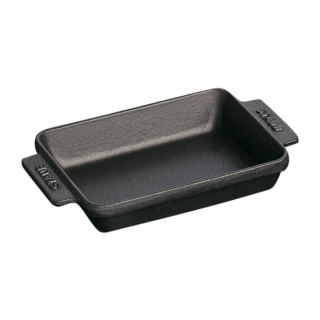 Staub Cast Iron Rectangular Serving Dish with Wood Base