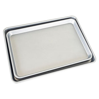 2-Piece Baking Pans Set Cookie Sheet Set with Silicone Handles Steel  Durable